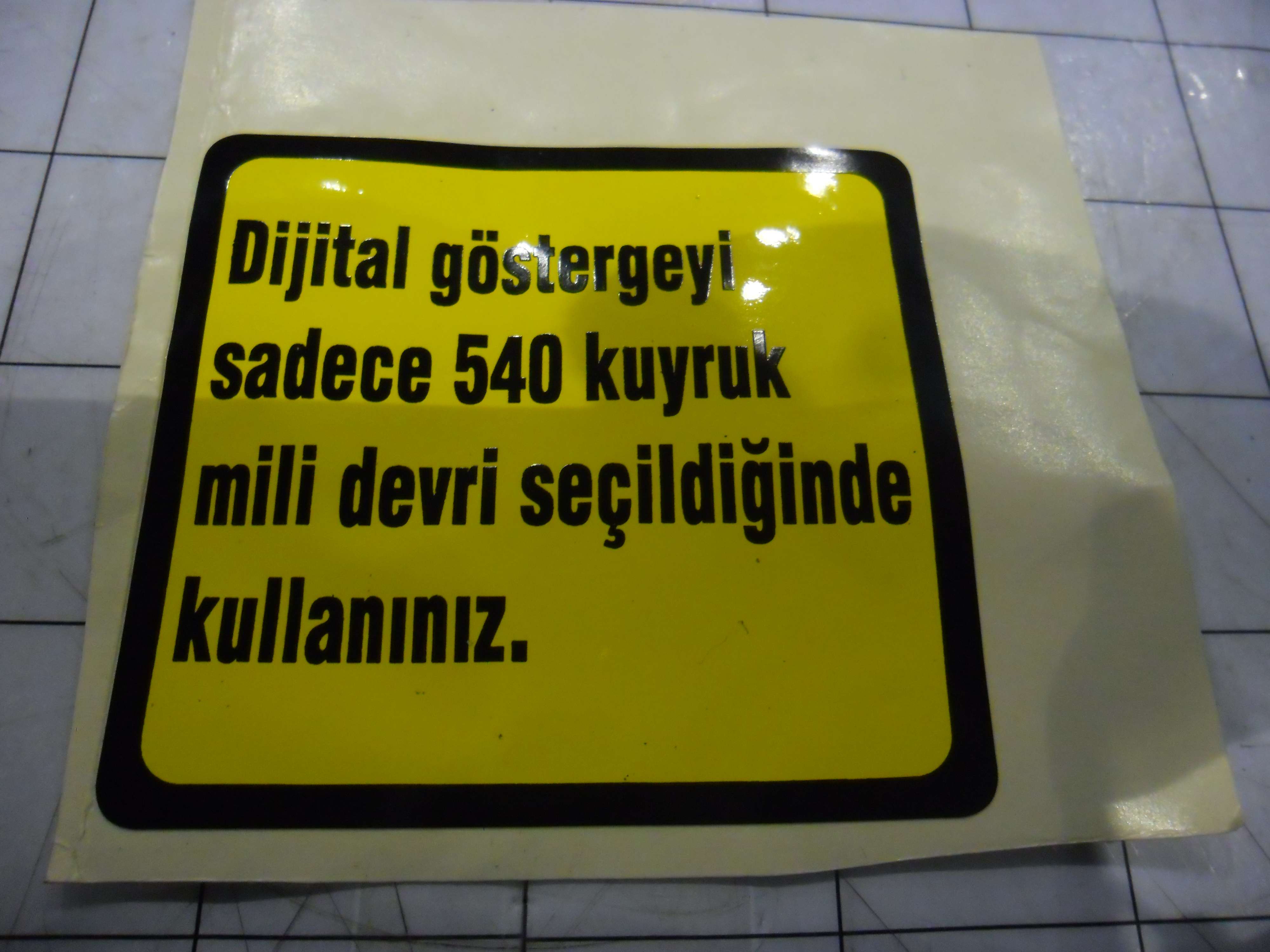 5083680 - ETİKET-540 RPM KUYRUK MİL